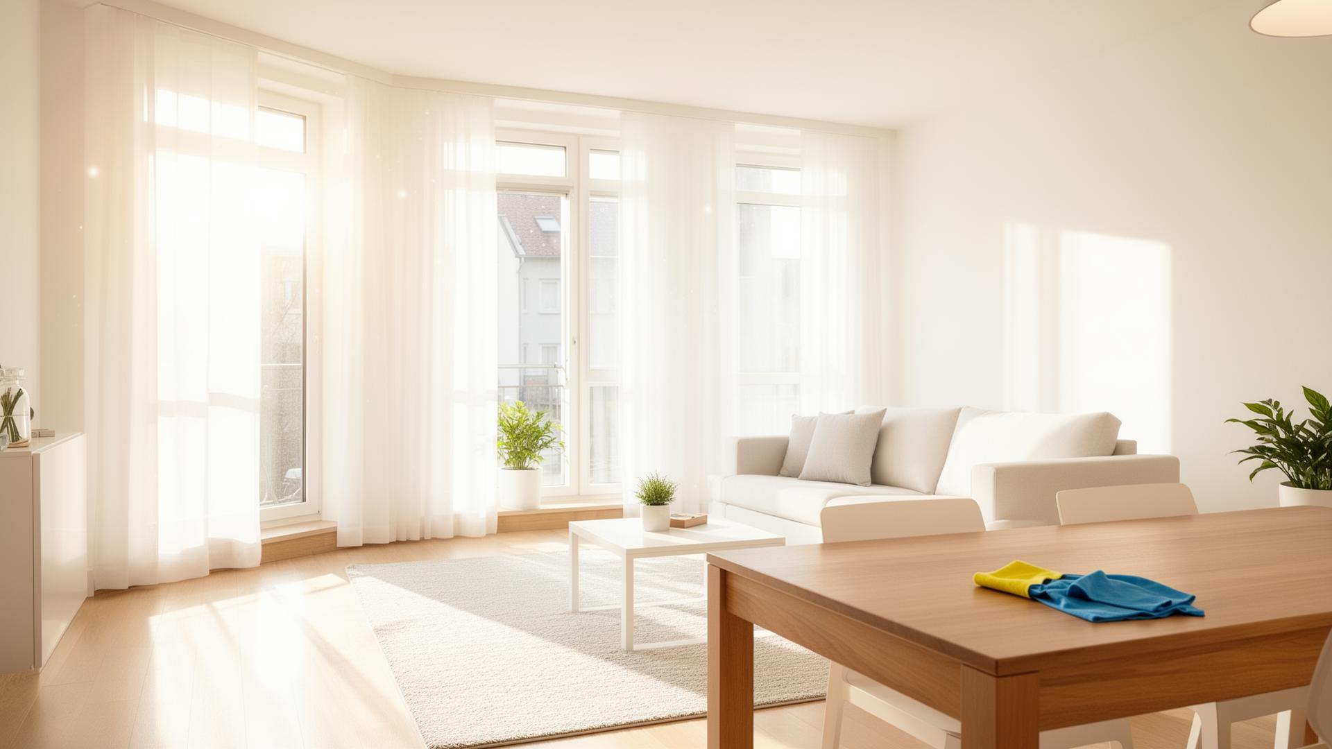 Saubere, helle Wohnung nach professioneller Reinigung